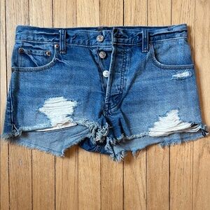 Abercrombie & Fitch Blue Distressed Jean Shorts